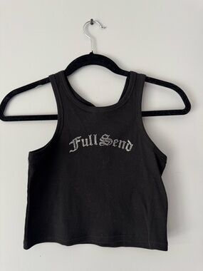 FullSend Black Rhinestone Tank Top Size: M